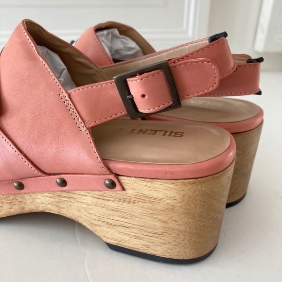 Anthropologie Pink Leather Mules with Wood Sole - Picture 7 of 8